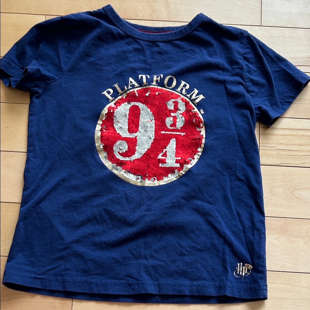 Mini Boden Harry Potter Platform 9 3/4 Navy Sequin Kids T-Shirt